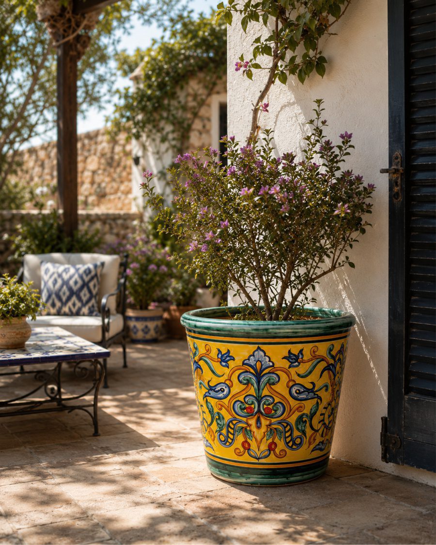 4 maceta amarilla ceramica