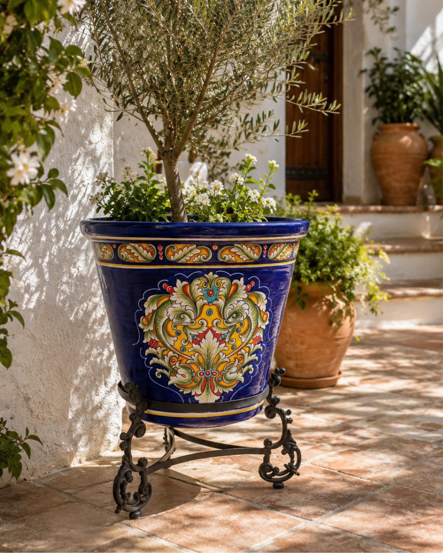 7 maceta ceramica exterior azul