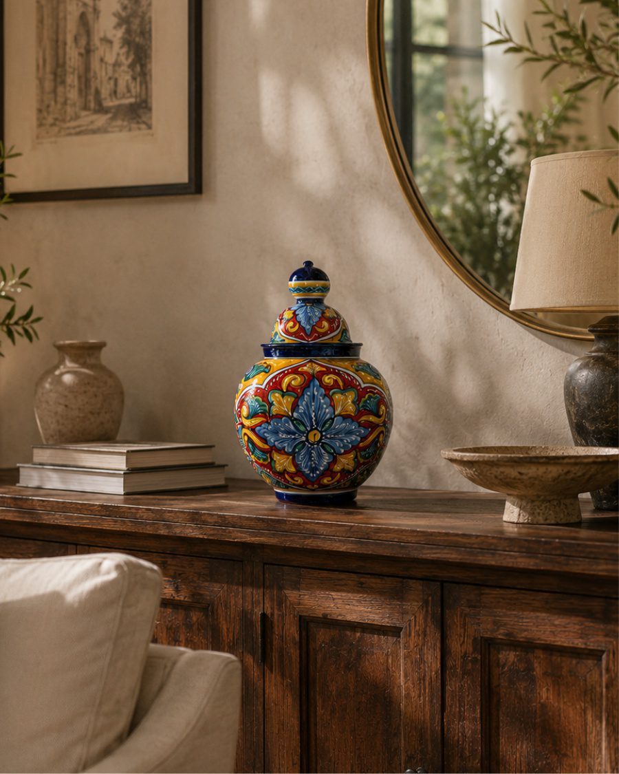 8 jarron ceramica rojo