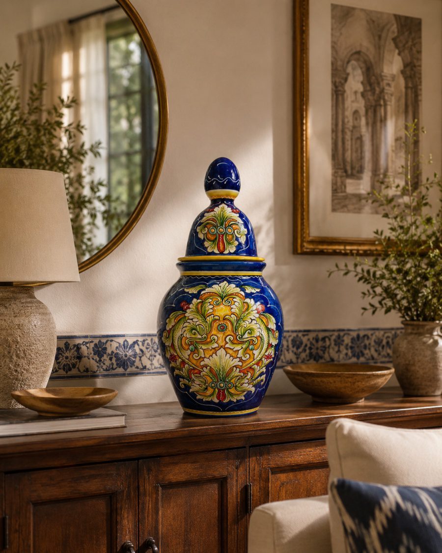 3 jarron ceramica azul